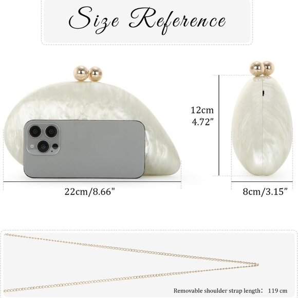 Luxury Shell-Shaped Acrylic Clutch - Perfect for Weddings & Evening Gatherings - Picture 2 of 6